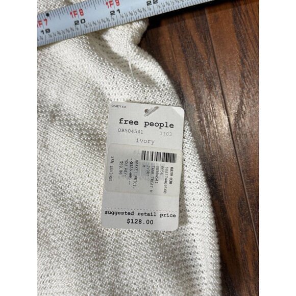 NEW Free People M Ivory Textured Fringe Knit Tank Top Sweater Boho Chic Design - Picture 14 of 15